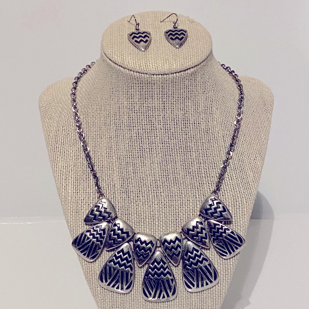 Easter inspired silver necklace and earrings